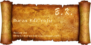 Burza Károly névjegykártya